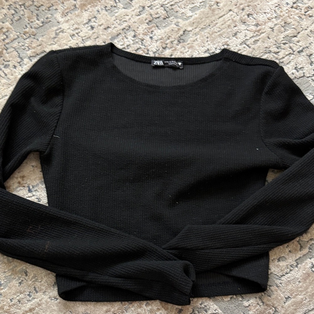 Zara Classic Black Ribbed Top